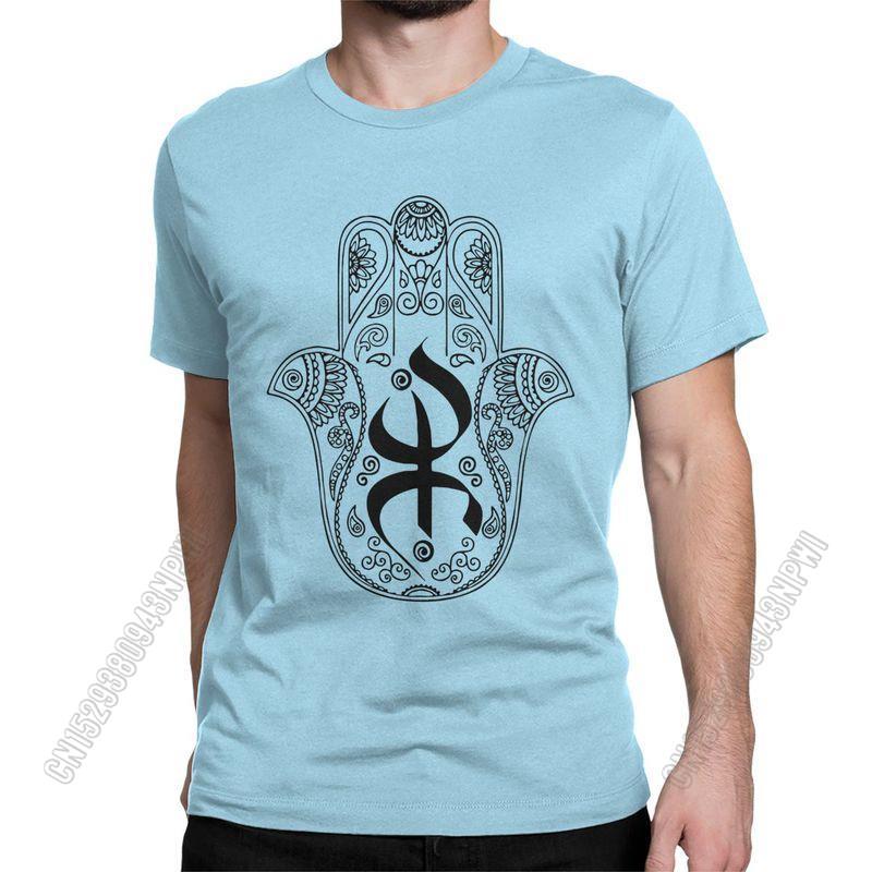Unisexs TShirt Khamsa Amazigh Berber With Yaz Patterns Pure Cotton Tees Stylish Chic Symbol Of Luck T Shirts Crewneck Tops