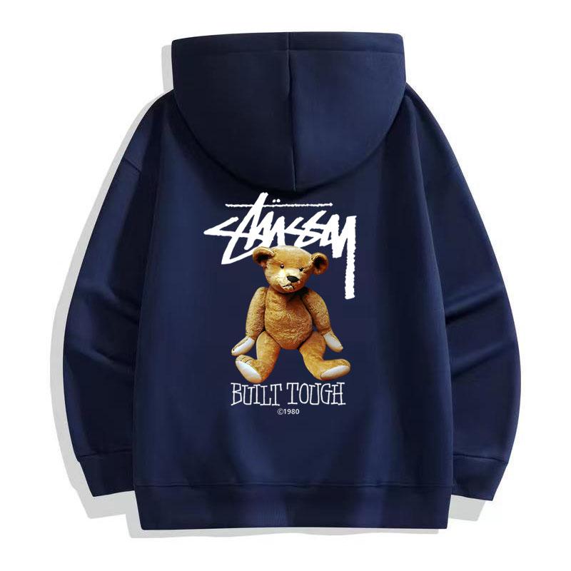 

Stussy осенне-зимняя утолщенная плюшевая толстовка с принтом чернобурки и лисы высокого качества, хлопковая толстовка с буквенным логотипом и принтом маленького медвежонка