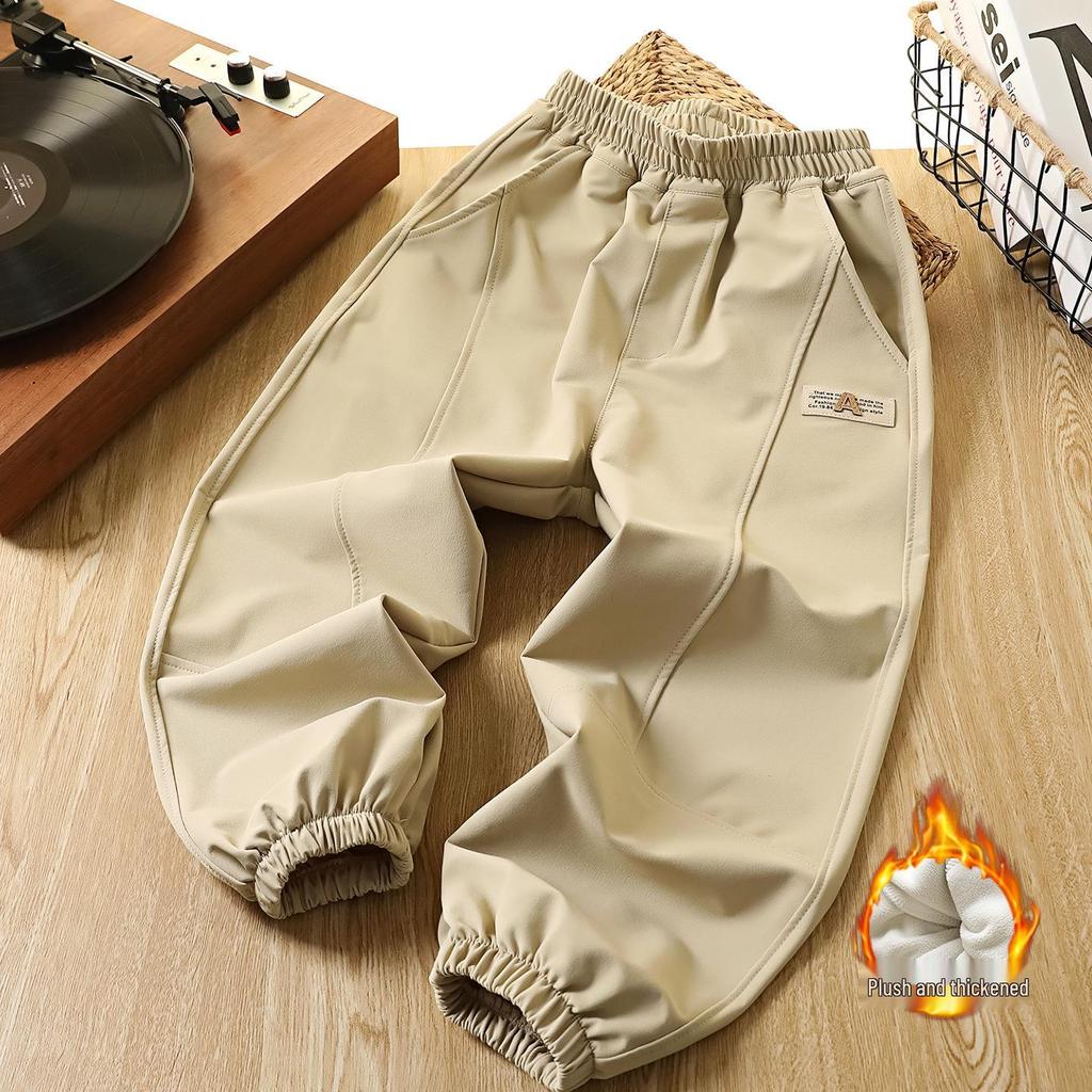 Boys' Fleece-Lined Windproof Trousers: 2025 Autumn/Winter Fashion Sports Pants