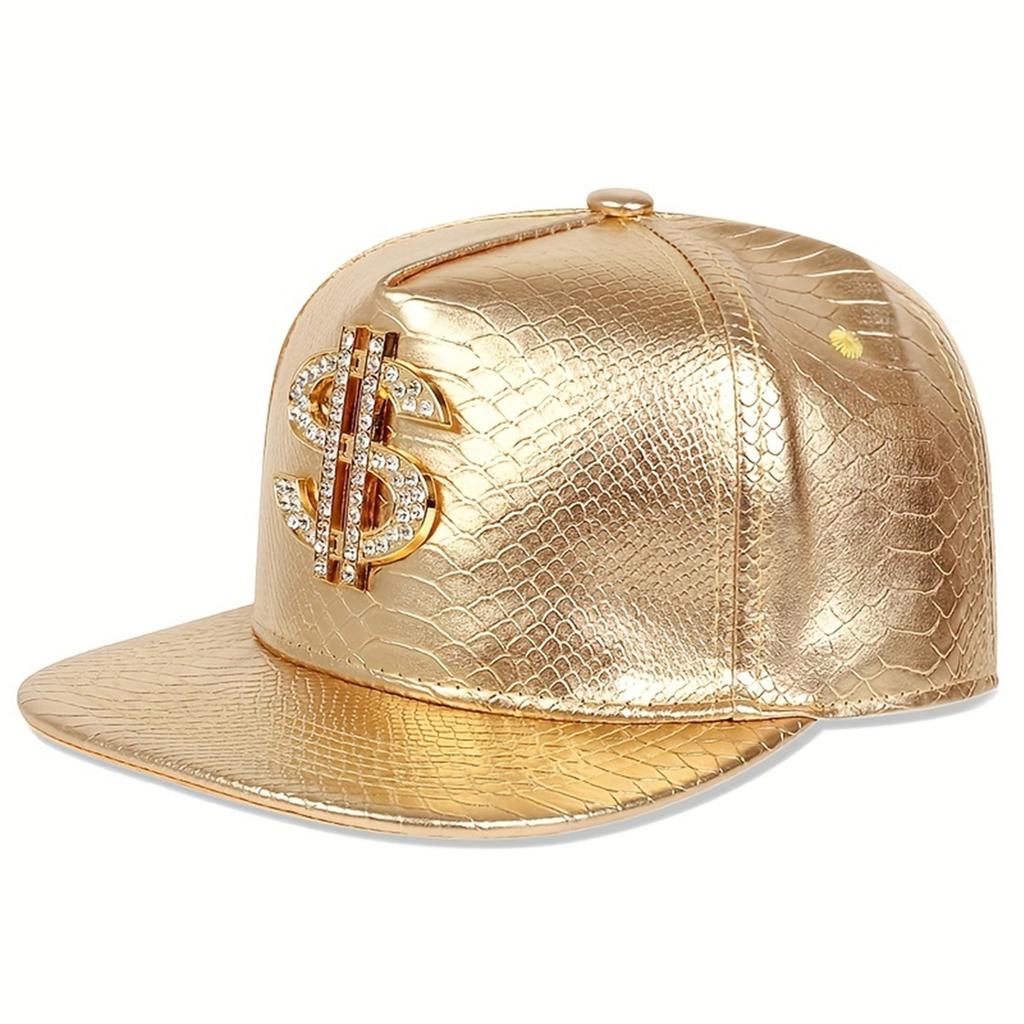 Casquette de baseball unisexe en cuir PU avec décoration en métal pour homme, style hip-hop, idéal pour les loisirs en plein air, protection solaire, snapback