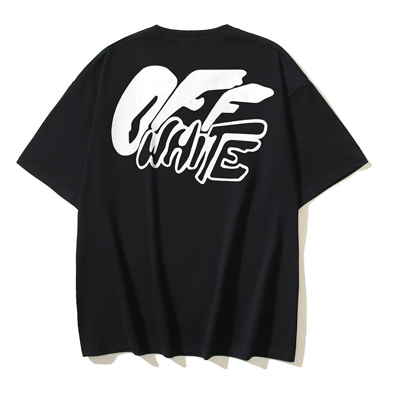 1179 Off-White 2026 Summer New Curved Letter Pattern Round Neck Pullover Short Sleeved Men's and Women's T-shirt