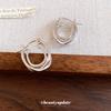 French retro double-ring cross-ear buckle simple fashion cold wind versatile earrings light luxury high-end temperament earrings