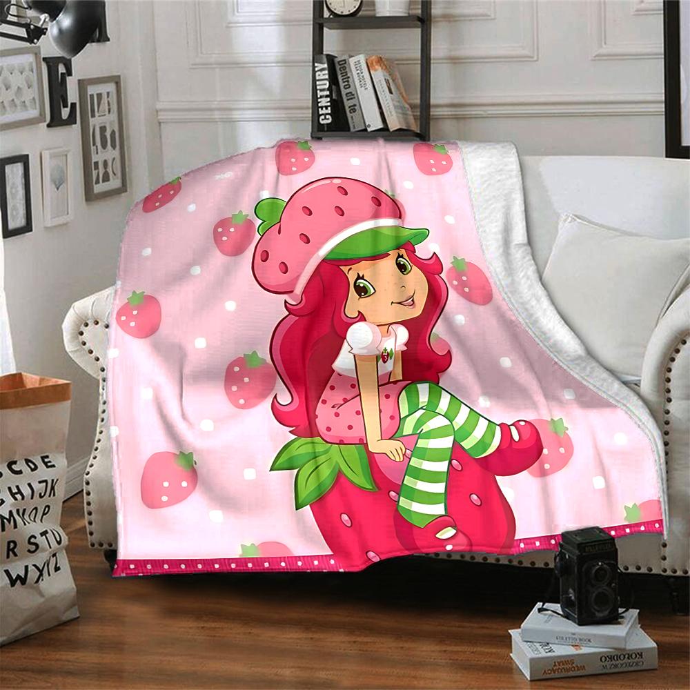1Pc Strawberry Shortcake Party Blanket For Couch Bed Plush Cozy Fuzzy Blanket Super Soft Warm Blankets For Fall And Winter 0918252