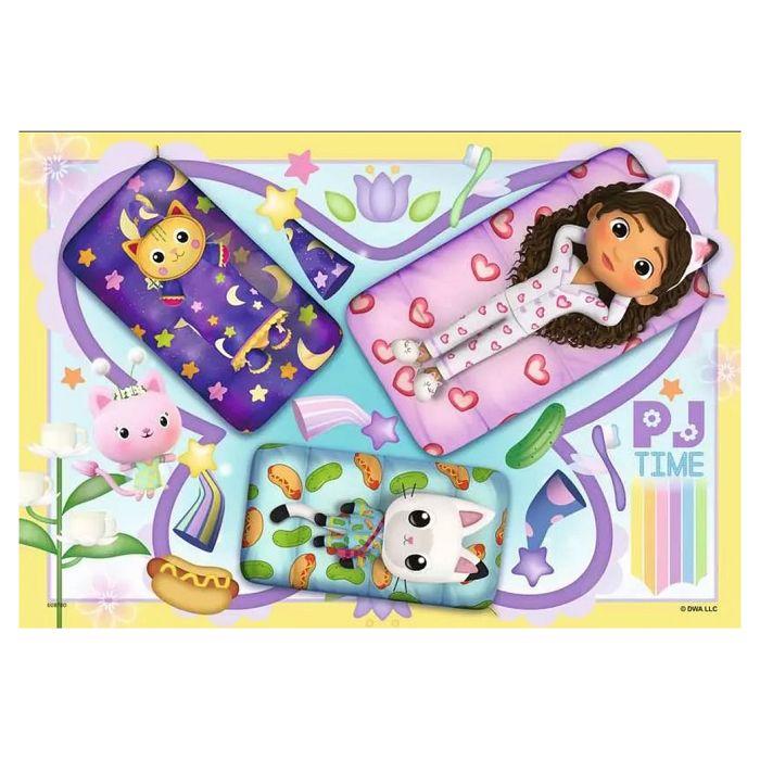 Puzzles 2 x 12 pièces : soirée pyjama, gabby's dollhouse