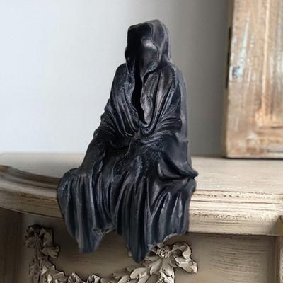 Socha Grim Reaper Gotický Černý župan Smrt Pryskyřice Socha Domácí kancelář Stolní polička Dekorace Ornament Halloween
