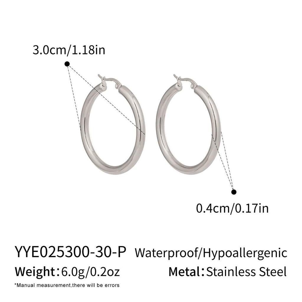 18K Gold-Plated Stainless Steel Circle Earrings: Elegant Japanese-Korean Style, Versatile Color-Preserving Design for Women.