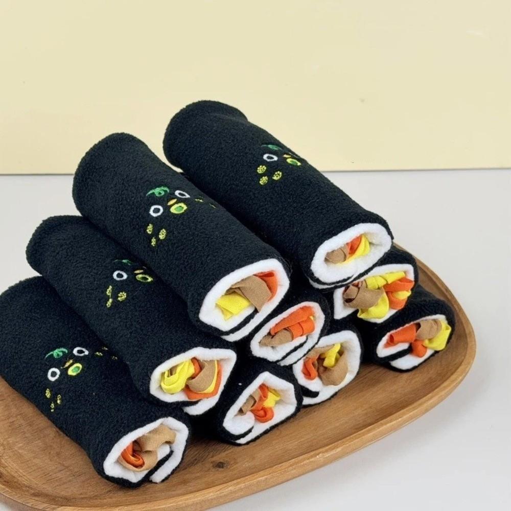 Seaweed Rice Rolls Hidden Food Dog Toy Plush Bite Resistant Dog Squeak Toy Food Leakage Puzzle Feeder Toy Teeth Grinding Bite