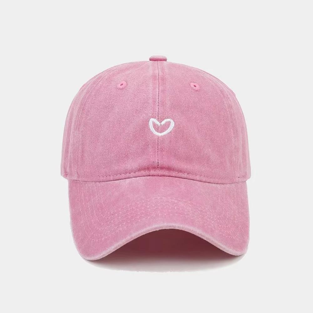Retro Embroidery Love Baseball Hat Soft Top Washed Cotton Baseball Cap  Outdoor розовый