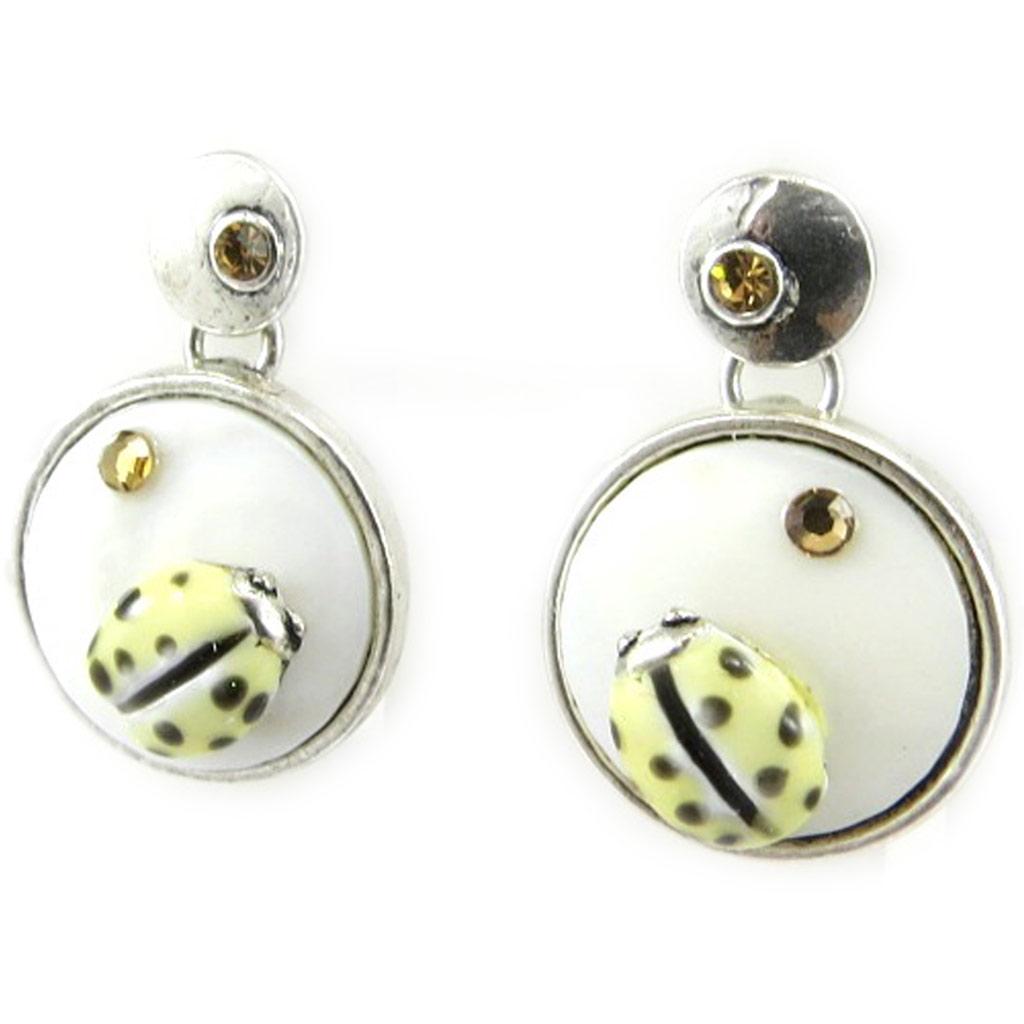 NOA [G0392] - White 'Nacre En Folie' Designer Earrings