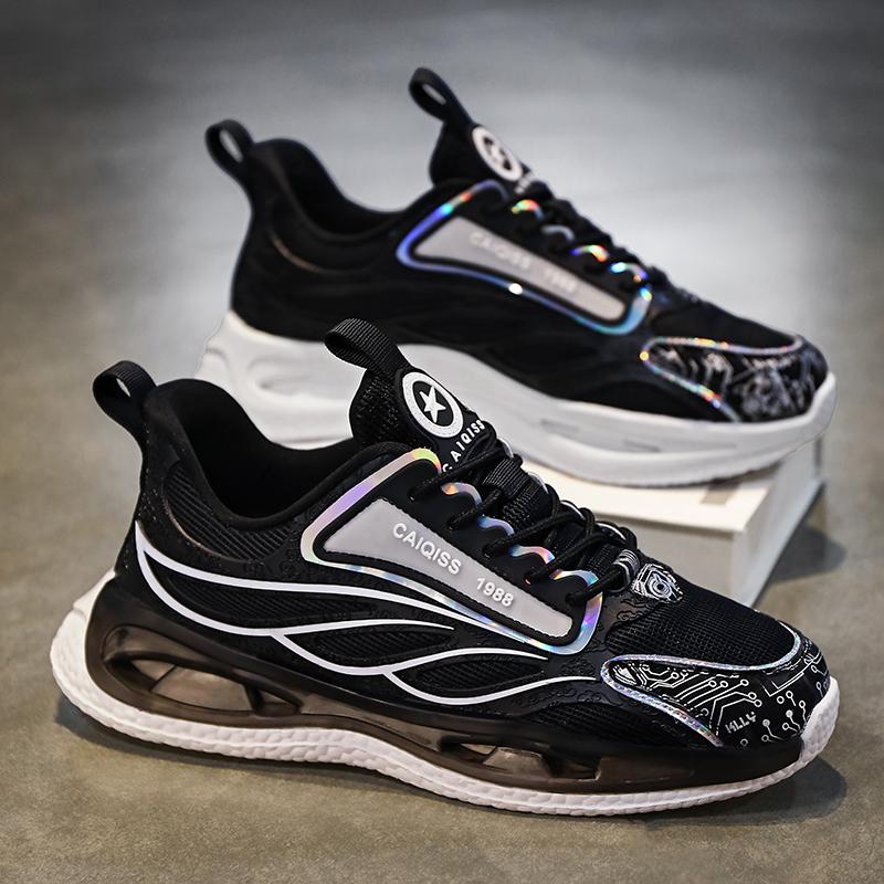 Men's Shoes Breathable 2025 Mesh Height Increasing Popcorn Dad Teenagers Running Casual Sports