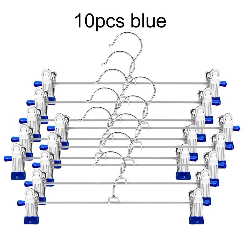 5/10pcs Metal Pants Racks Black/Blue Wind Proof Clothes Drying Trousers Wardrobe Clip Anti-slip Multi-purpose Skirt Racks TMZ