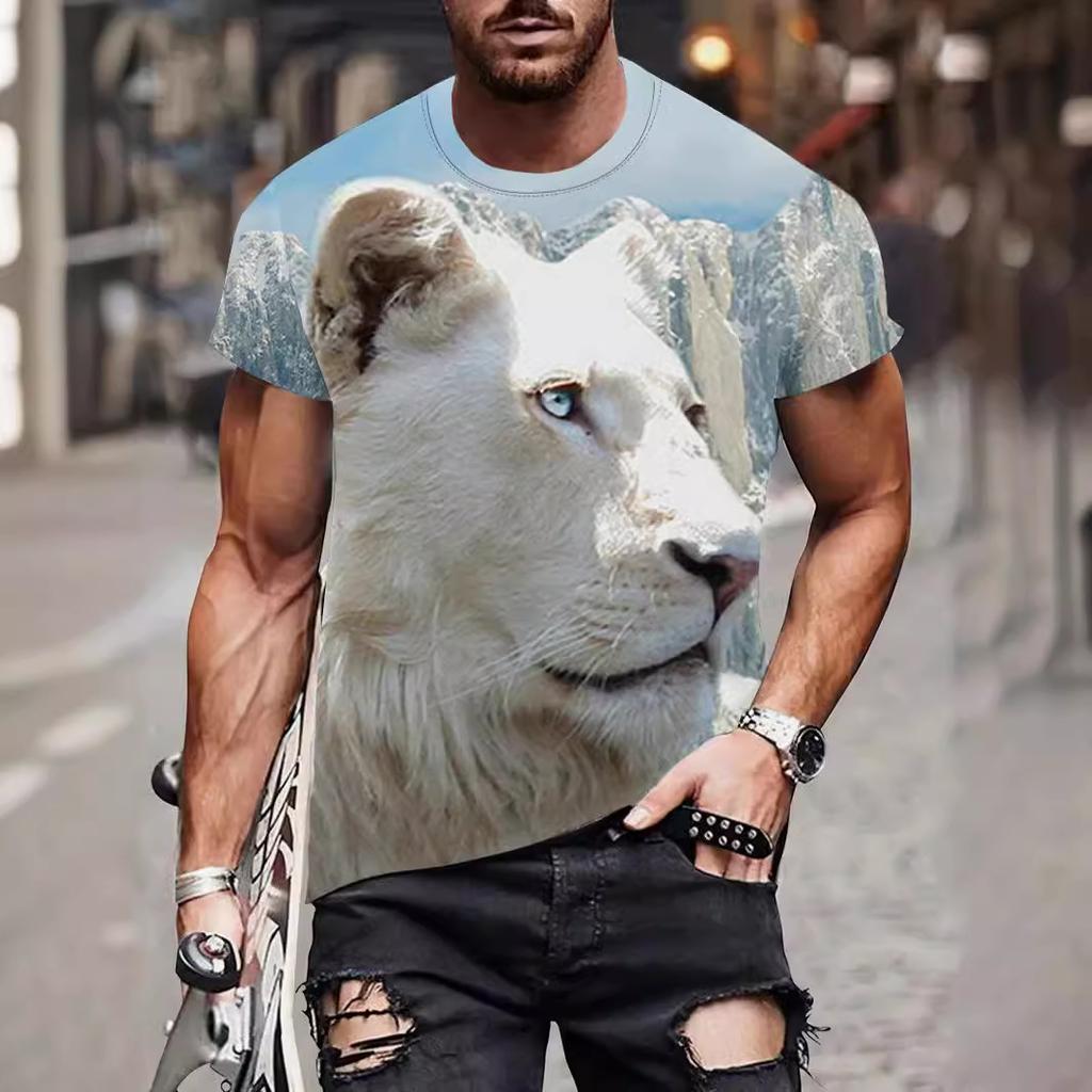 Letní Pánská Trička s 3D Potiskem Medvěda a Psa Pandy Módní Ležérní s O-výstřihem Krátký Rukáv Sportovní Oblečení Cool Streetwear Nadměrné Top
