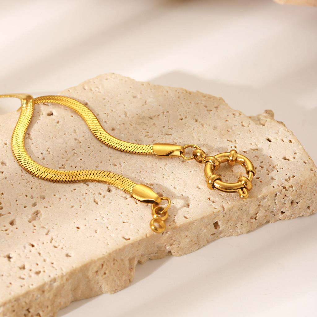 Blade Chain O-shaped Spring Clasp Pendant Necklace for Women, Unique Minimalist High-end Snake Chain