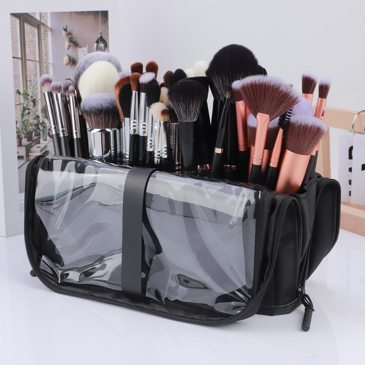 

European and American Portable Makeup Storage Bag Professional Makeup Handbag with Magnetic Closure Brush Bag Foldable Large Cap