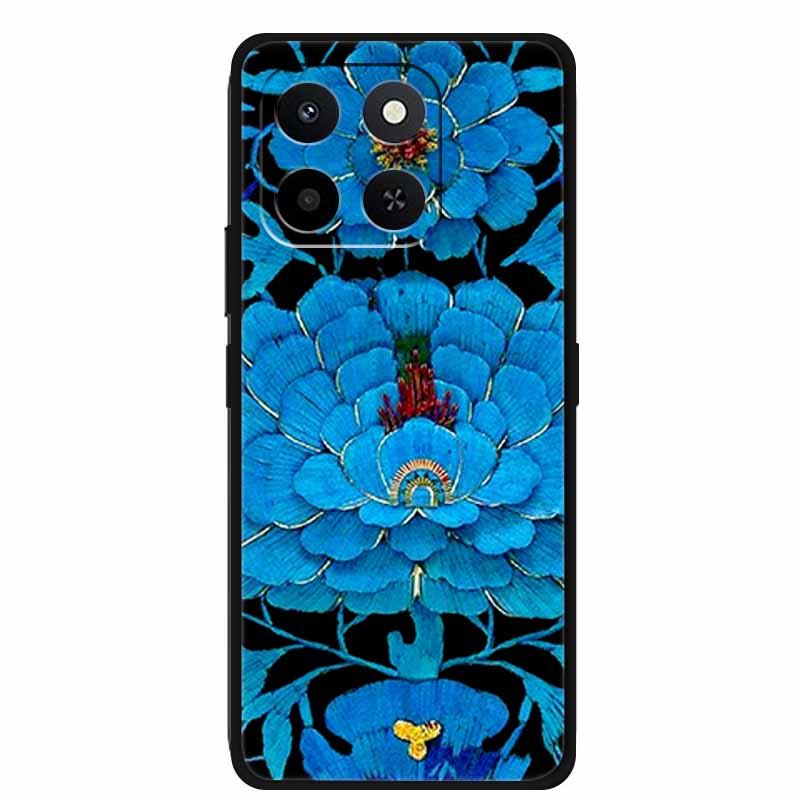 3D Emboss Case For Honor Play 10T 400 Smart 4G 5G Relief Flower Back Cover Black TPU Silicone Soft Case For Honor X7d 4G 5G Para