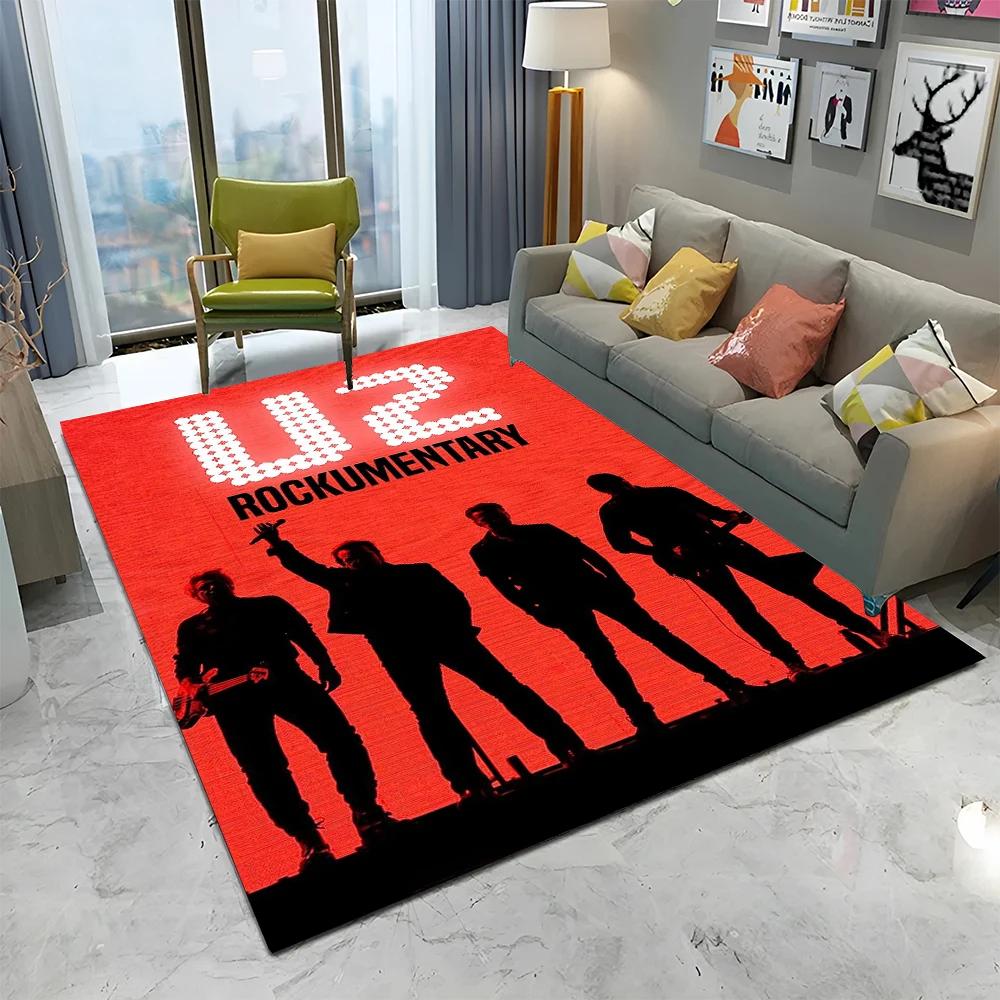 Tappeto Arazzo Stampa 3D U2 Rock Bang Bono, Tappeto per Soggiorno Camera da Letto Bambini Divano Zerbino Decorazione, Tappetino Antiscivolo per Bambini