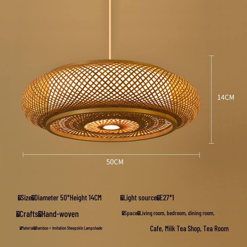 Zen Bamboo Pendant Lamp: Rattan Woven Japanese Tea Room Light