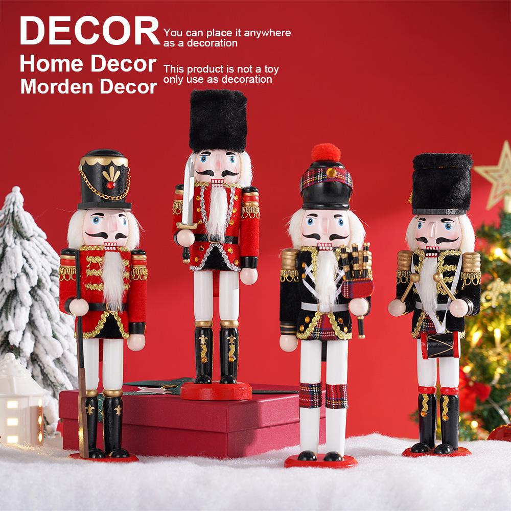 4 st julknäckarfigurer, 30 cm handgjord träsoldat, traditionella knäckardekorationer, skrivbordsdekoration, samlarobjekt