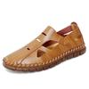Hand-stitching Mens Casual Shoes New Summer Men Sandals All-match Man Leather Flats Fashion Hollow Out Shoes Breathable Sneakers