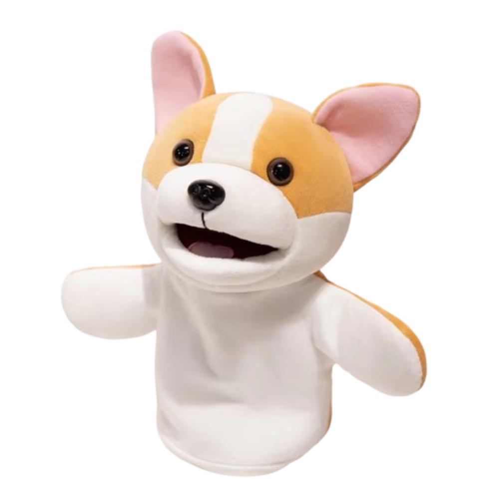 Simulation Little Yellow Dog Hand Puppet Soft Stuffed Plush Dalmatian Toys  Parent-child