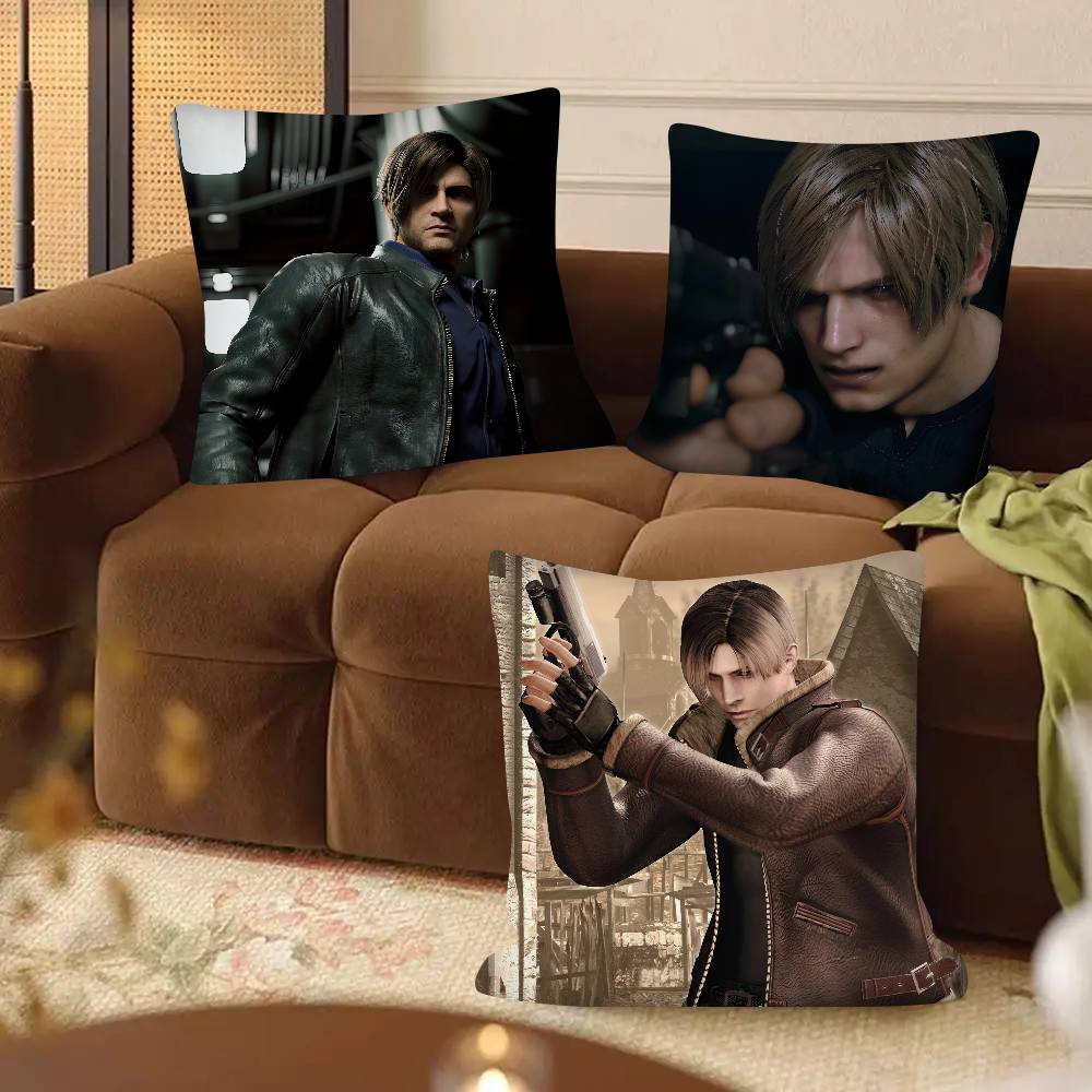 Leon Kennedy R-Resident E-Evil Pillow Case Fashion Square Pillowcase Bedroom Sofa Room Ins Decoration Leisure