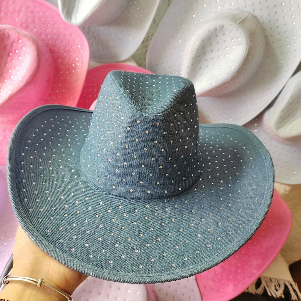 New Double-Sided Rhinestone Cowboy Hat Black And White Jazz Hat Western Cowboy Hat Fashion Party Stage Hat