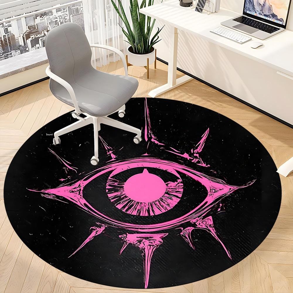 1pc Eye Symbol Office Round Area Rug, Indoor Mat Suitable ForOffice, Under Office Chairs Bedroom Living Room Home Decor, Room Deco T026