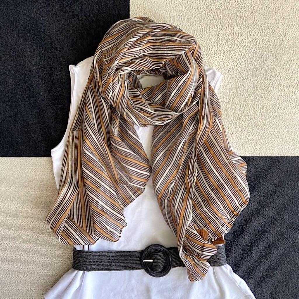 Used 100% Cotton Imported Large Stole Shawl UV/Brown