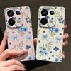 Blaubeere Schleifen Blumenmuster Hülle Für Xiaomi 14T 13T 11T Pro Funda Redmi Note 14 13 12 11 Pro 5G 4G Lederstruktur Silikonhülle