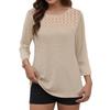 Women's Fashion 7/10 Sleeve  Knit Solid Color Casual Top