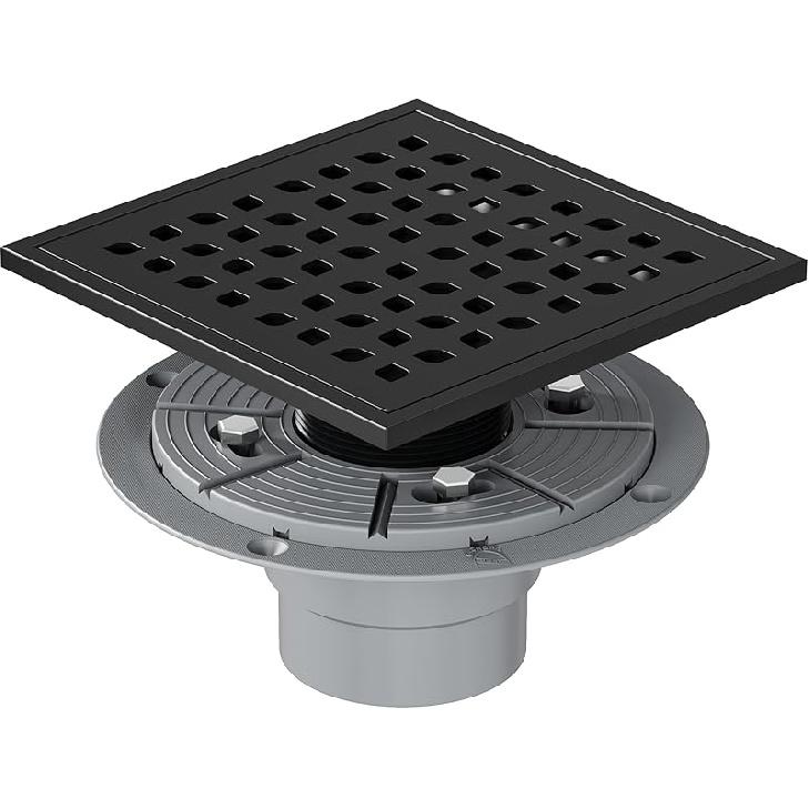 Neodrain Square Shower Drain,4 inch Stainless Steel 304 Grate and PVC Drain Body, Grate with Brushed Nickel Finish, Kit Includes Hair 6 In