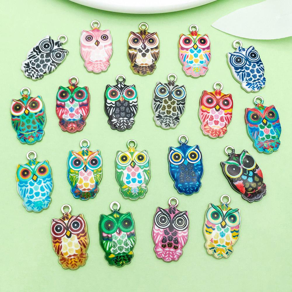 Colorful Owl Enamel Charms, 20pcs - Alloy Pendants for DIY Bracelets & Necklaces