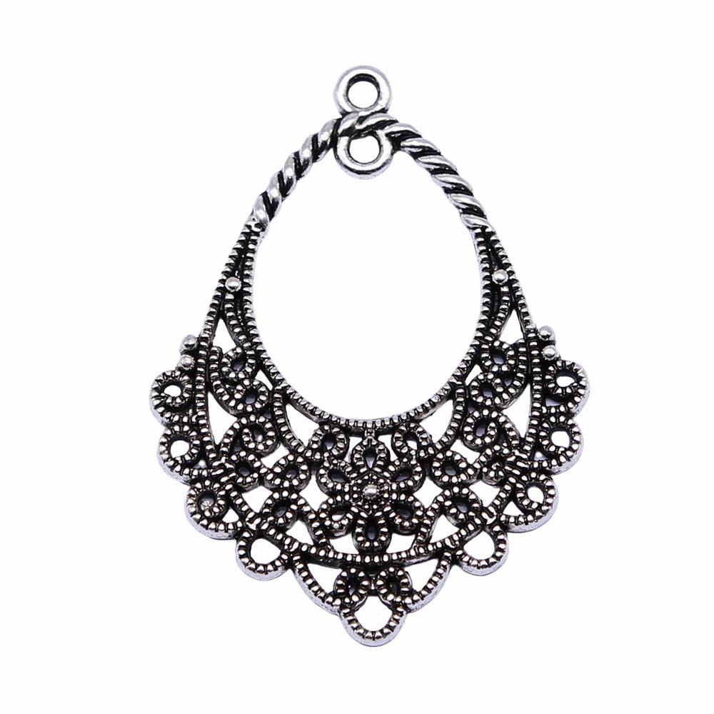 Irregular Oval Frame Connectors Moon Hammered Texture Links For Earring Making