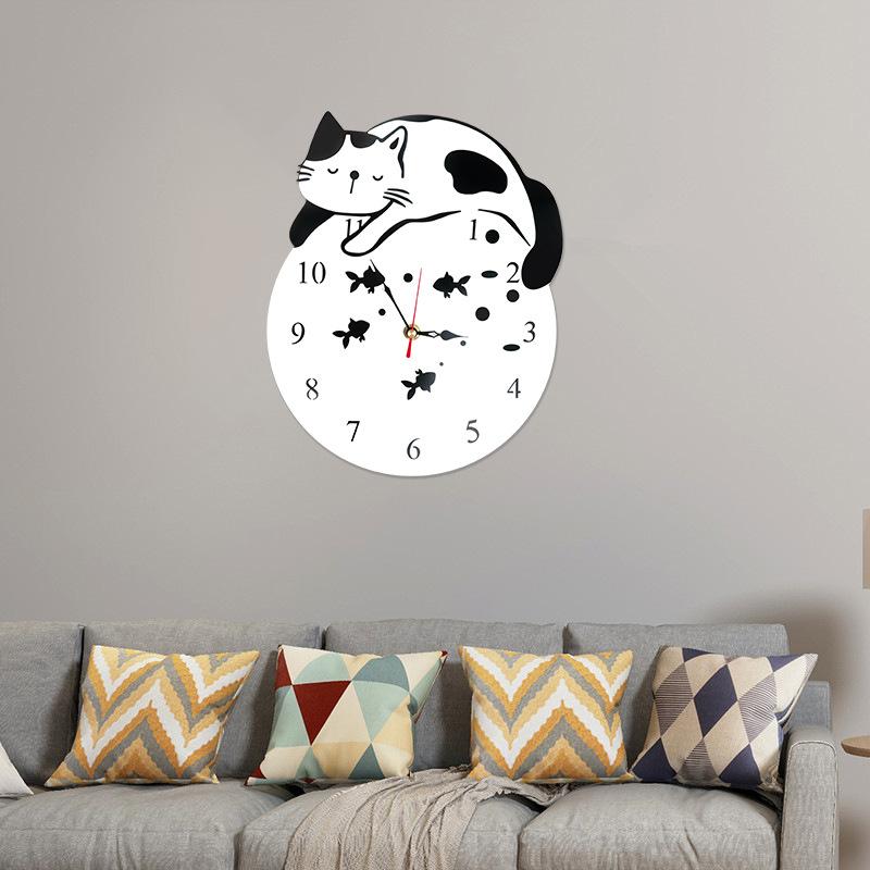Acryl Katze Wanduhr Leise Nicht-Tickend Hängender Timer Für Zuhause Büro Schlafzimmer Bibliothek