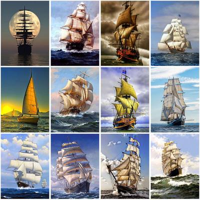 Pittura Diamante 5D Fai da Te Barca a Vela Trapano Tondo Completo Nave Ricamo Diamante Punto Croce Mosaico Manuale Arte Murale Regalo Decorazione Casa