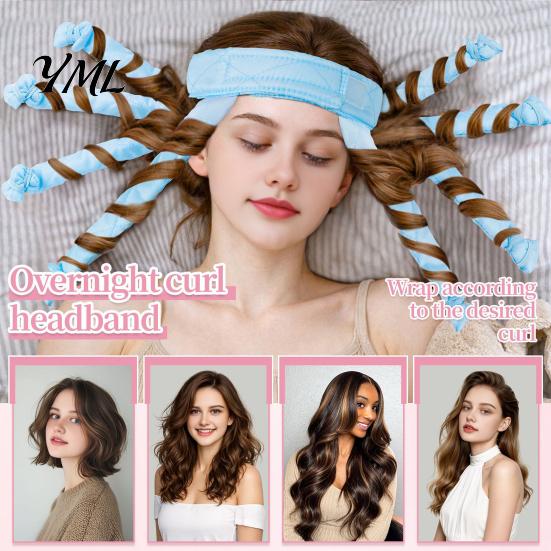 Octopus Curl Styling Headband No Heat Curling Rod Headband, Hair Curler fo Long Thick Hair, Portable Accessory Curls Roller with Eight Claws, DIY Tool