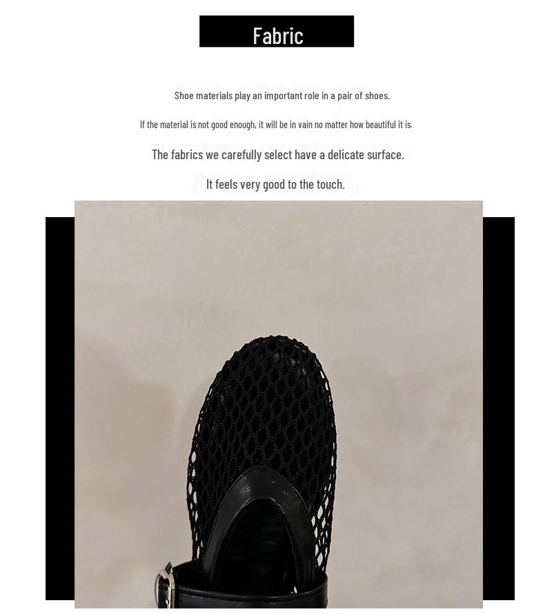 Damen Frühling Runde Zehenpartie Mesh Schnalle Mary Jane Ballerinas - Bequeme Ballett Fischernetz Schuhe