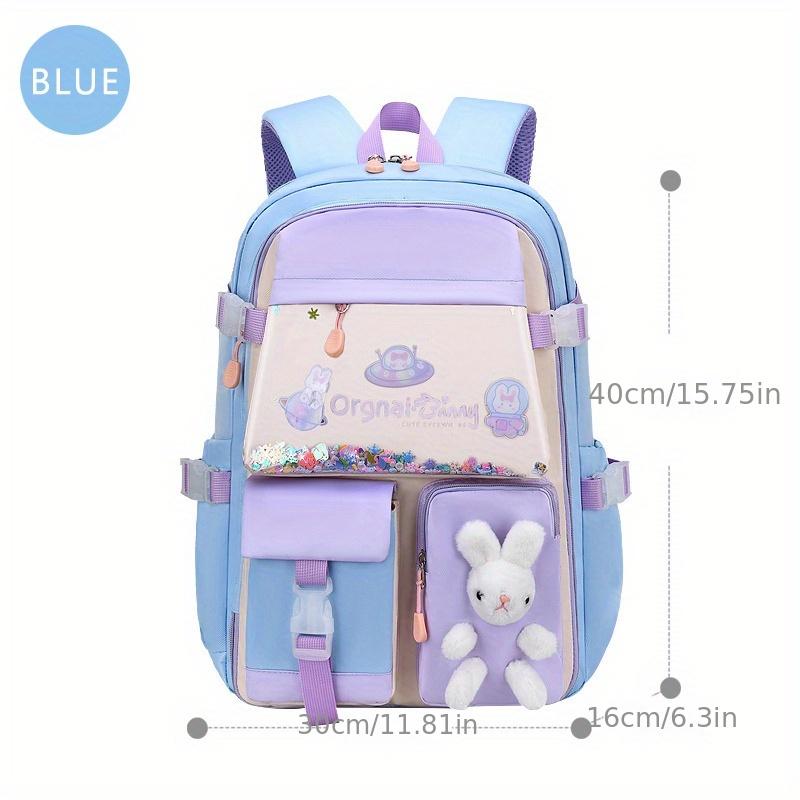 1pc New Cute Princess Style Little Rabbit Doll Backpack With Colorful Sequins, Primary School Girls Backpack, Cute Sweet Student Backpack