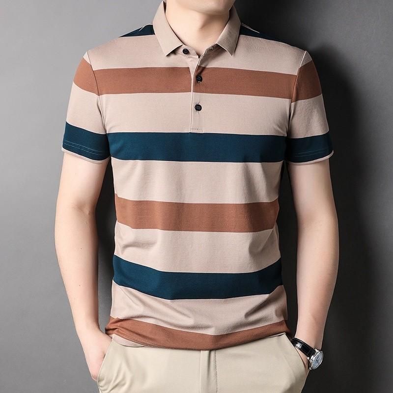 New Business Casual Color Spliced Polo Shirt, Breathable and Comfortable In Summer, Short Sleeved, Suitable for Office and Daily Use
