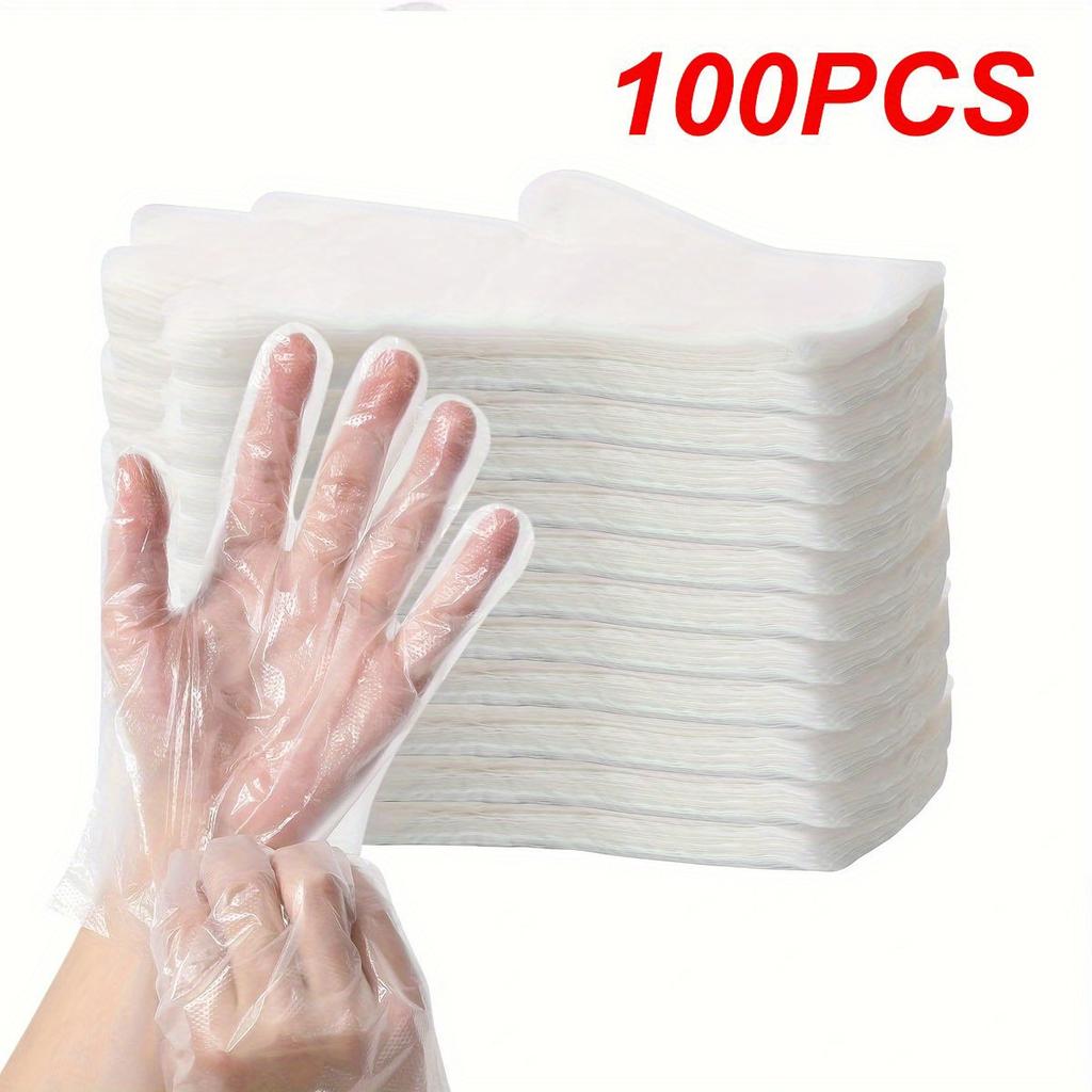 100 Stück Einweg-Plastikhandschuhe - Ideal zum Kochen, zur Essenszubereitung, für den Küchengebrauch, Grillen, Reinigen, Restaurant ZSY
