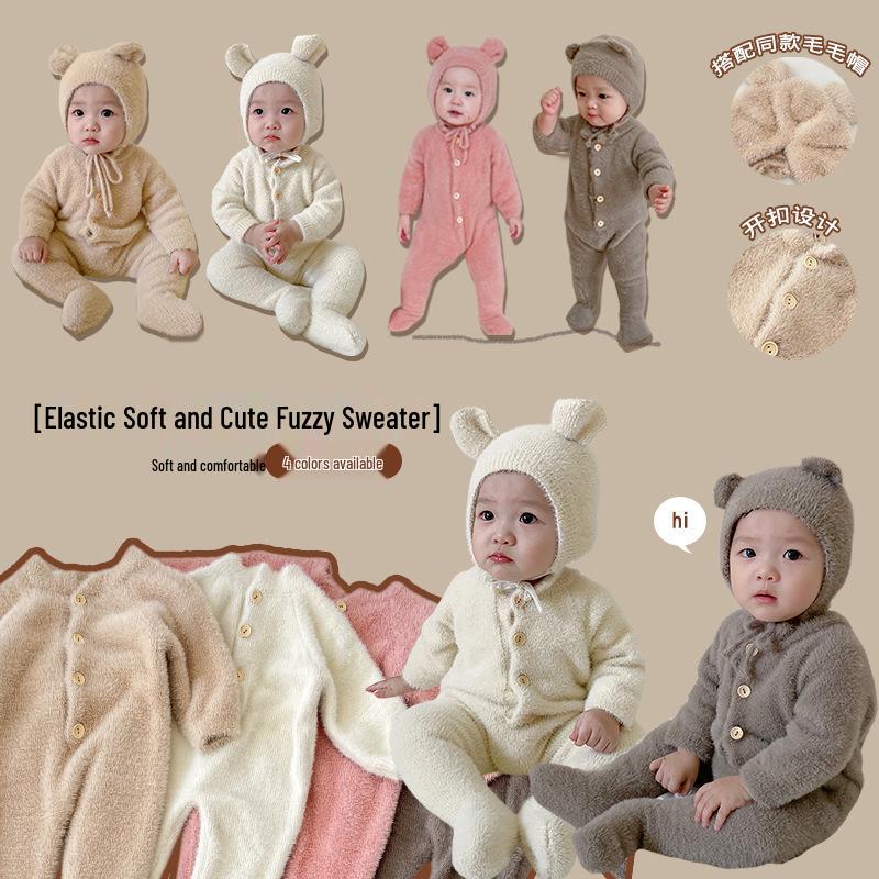 Influencer Baby Autumn Onesie Cute Bear Mink Velvet Romper