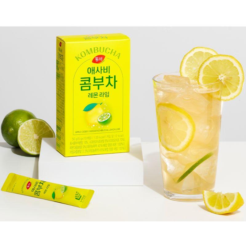 Kombucha Tea Powder Stick Lemon Lime Flavor 5g x 30 Sachets Korean Style Citrus Tea