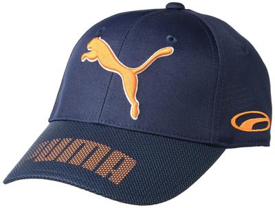 Golf Tour Design Round Cap - 3D Cat Logo Embroidered Hat - Navy/Orange - Free Size