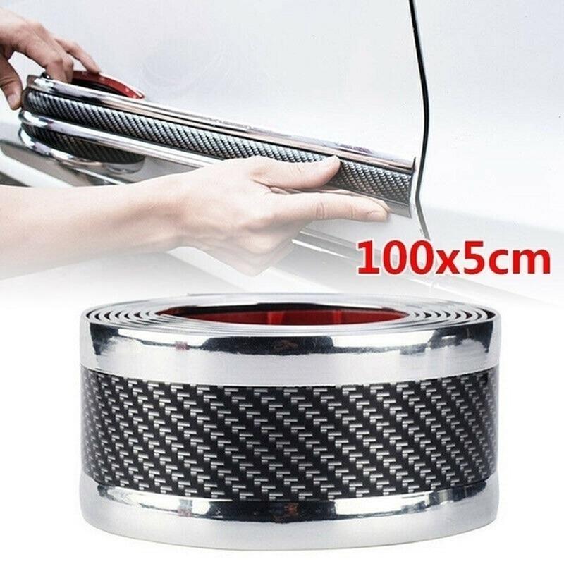 1Pcs Car Styling Door Sill Protector Carbon Fiber Moulding Strip Trim Front Bumper
