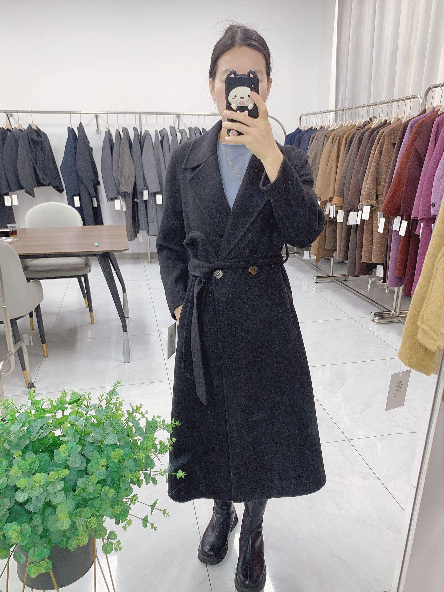 

Gray Women s Double-Faced Cashmere Coat - Autumn/Winter 2025 Korean Style Loose Long Wool Blend Overcoat Extra Extra Large