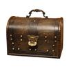 Ideamall Treasure Chest, Wooden Storage Box with Lid, Antique Style, Retro Decor (Cylinder)