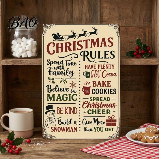 Rustic Home Holiday Embellishments Christmas Wood Sign, Vintage Santa's Sleigh Parking Only Wall 2D Farmhouse Hanging Sign Wooden Plaque for