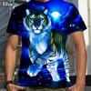 Letnia Moda Męska Osobowość T-shirt z Krótkim Rękawem z Nadrukiem Tygrysa 3D