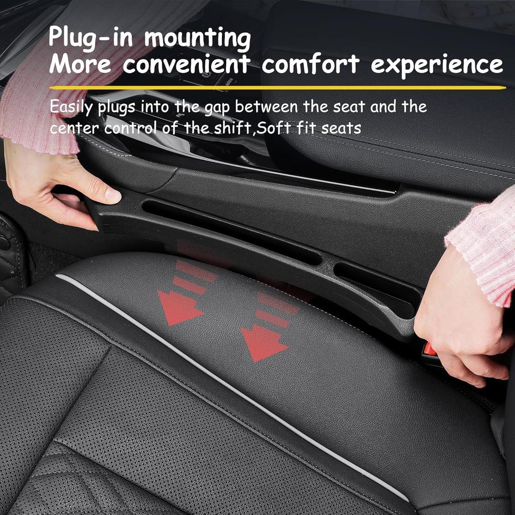 Car Seat Gap Filler Organizer With Dual Slots, 2 Pack Anti-Drop Storage Solution For Car SUV Truck - Prevents Phone, Keys, Wallet From Falling