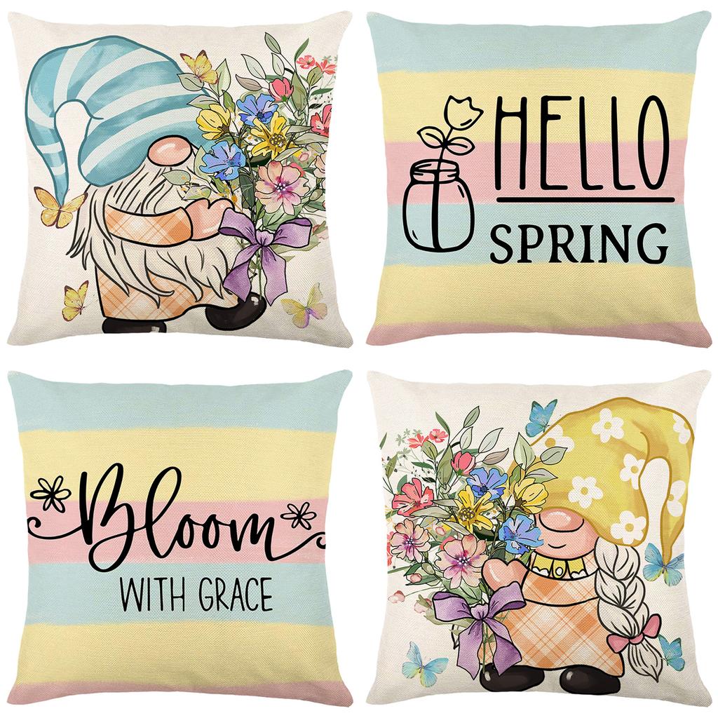 Frühling Neu Blau Buchstaben Gedruckter Kissenbezug Heimstoff Polyester Wohnzimmer Kissenbezug Schlafzimmer Kissen